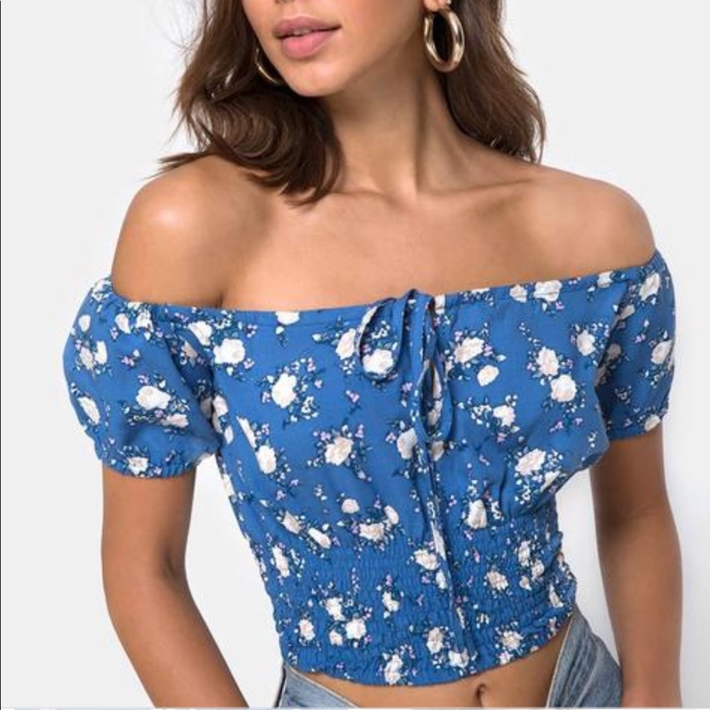 NWT Evane Crop Top in Soheila Floral Blue